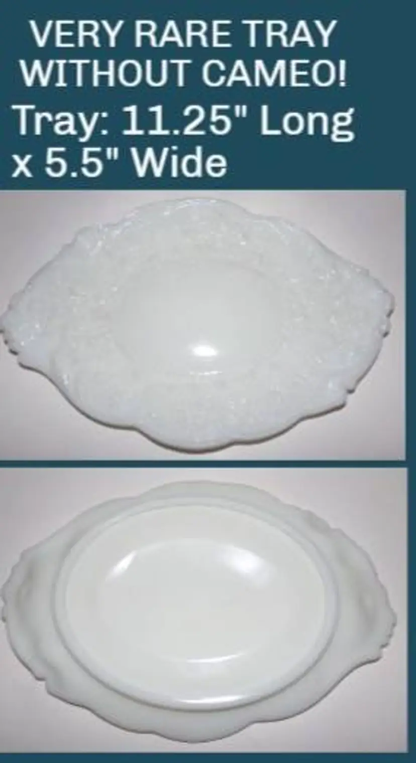EAPG Victorian Fostoria Glass Co. #800 JENNY LIND, Milk Glass, Dresser Tray