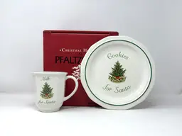 Pfaltzgraff Christmas Heritage Milk & Cookies Set: Plate & Mug, Original Box, 1990s USA Stoneware