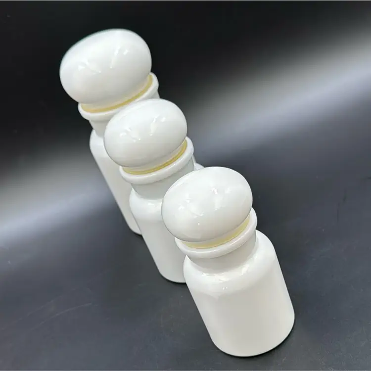 Set Of 3 Belgian Milk Glass Lidded  Cataners