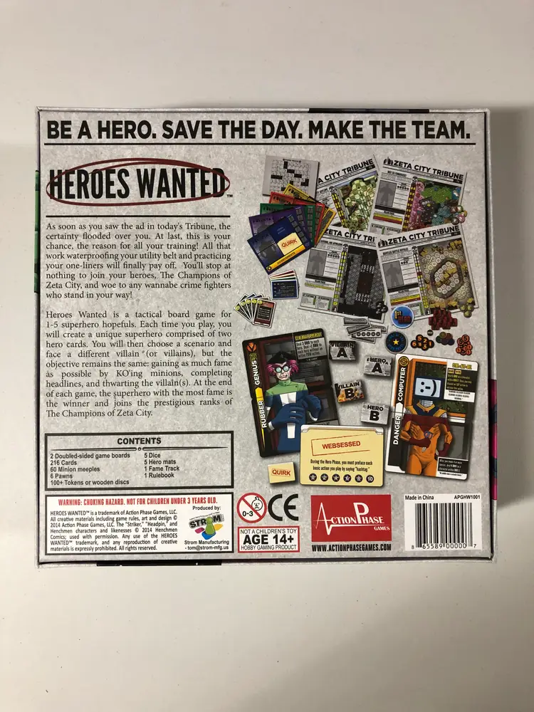 Heroes Wanted Board Game With 2 Expansions - Opened - Never Played