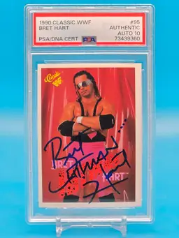 Bret "Hit Man" Hart 1990 Classic WWF PSA DNA auto