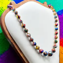 Vintage Venetian Murano Millefiori Glass Graduated Beaded Necklace Italian 20”