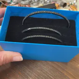 Set Of 3 New In Box Black Stone Tennis Bracelets