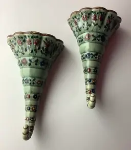 Nippon Cornucopia Matching Wall Pockets Vintage