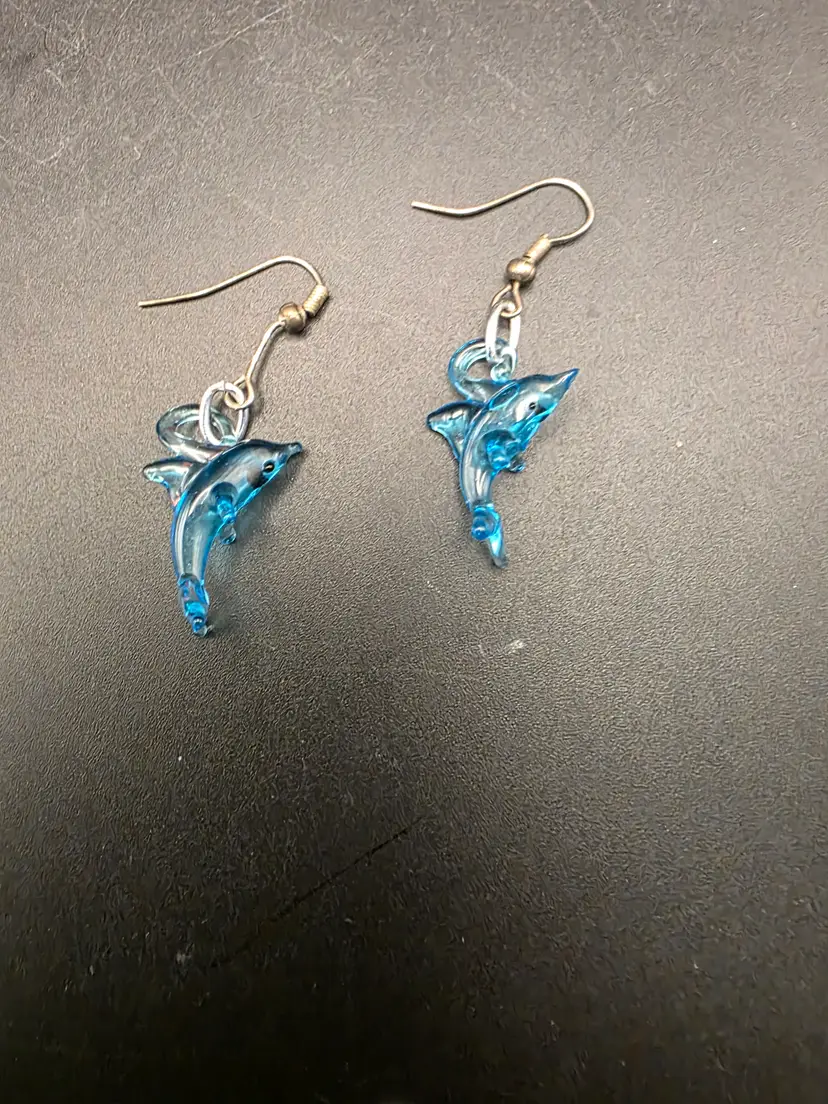 Glass dolphine earrings