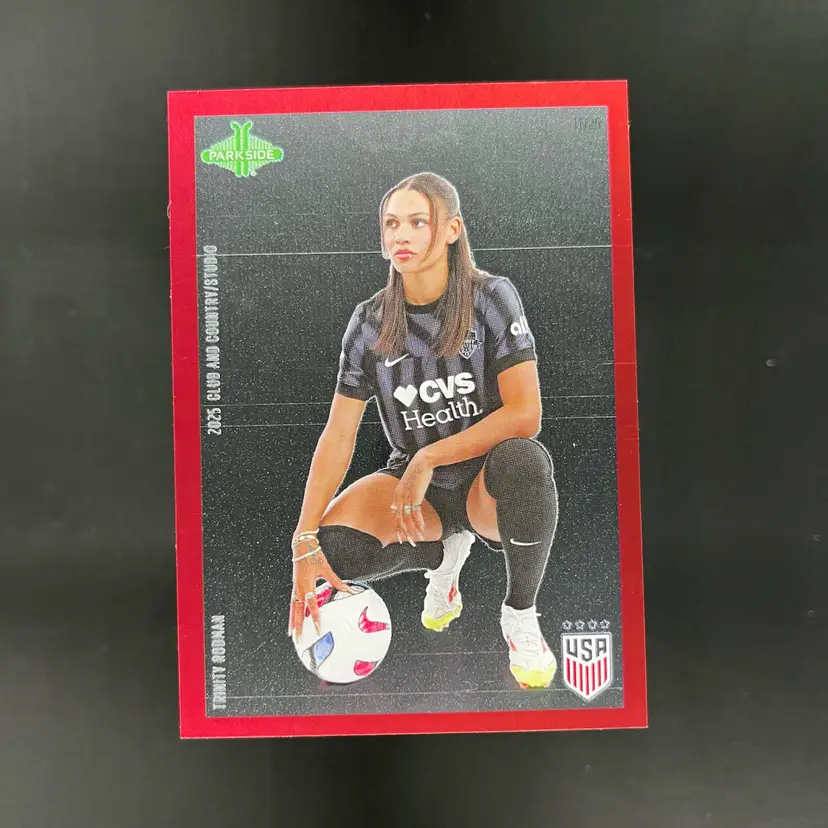 Trinity Rodman 2025 Parkside Club & Country Studio Red /25 USWNT Soccer Card