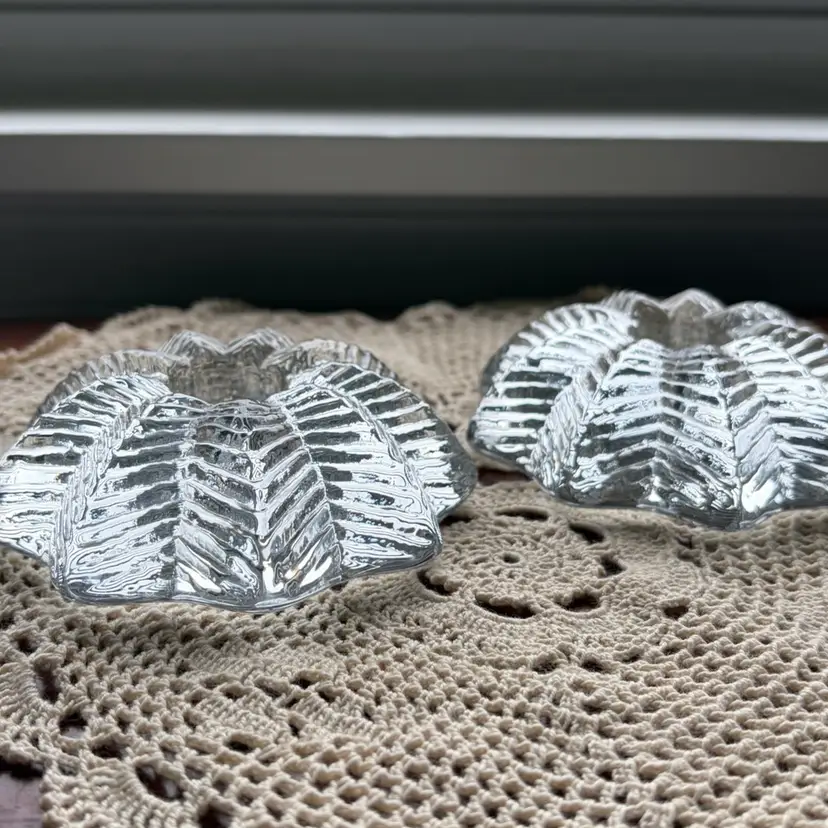 Vintage Viking Dalzell Glass Candle Holders Scandinavian Modern Clear Glass Mid Century 5 Point Star -Set of 2
