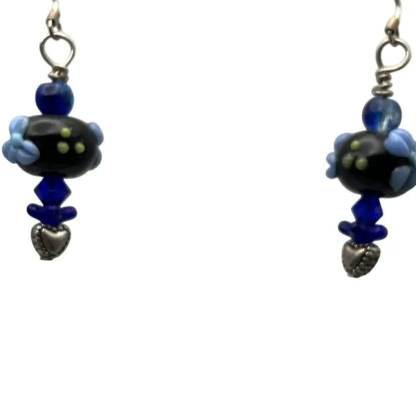 Blue Lampwork Beaded Earrings