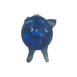 Small Blue Glass Pig Figurine