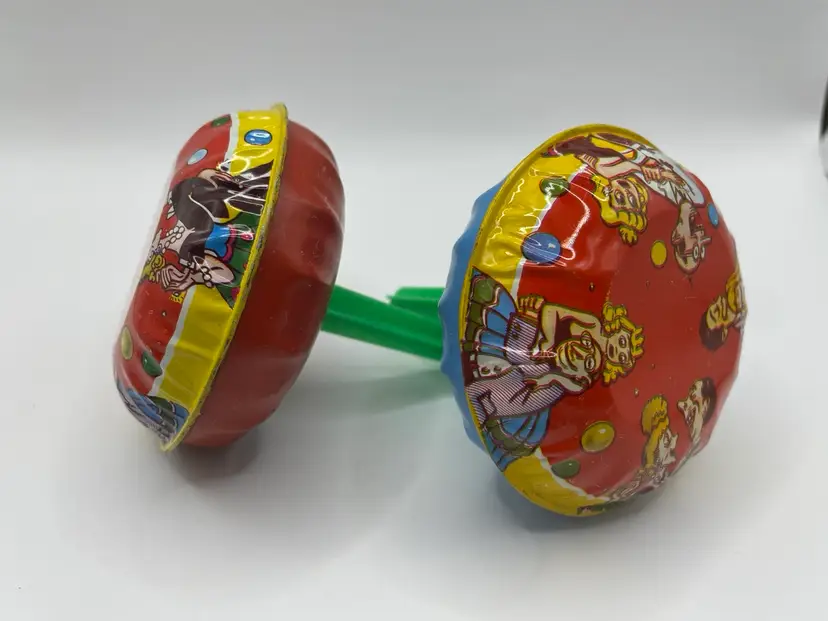 Vintage Lot of 2 Tin Litho Metal Noise Makers