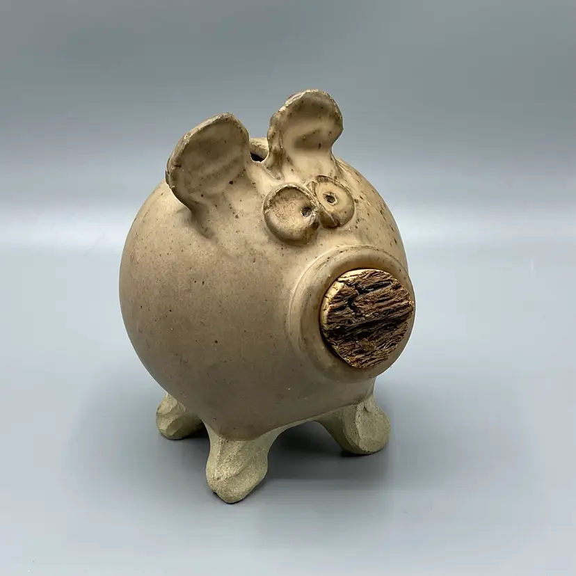 Weirdo Studio Pottery Cork Snout Piggy Bank Signed Smith