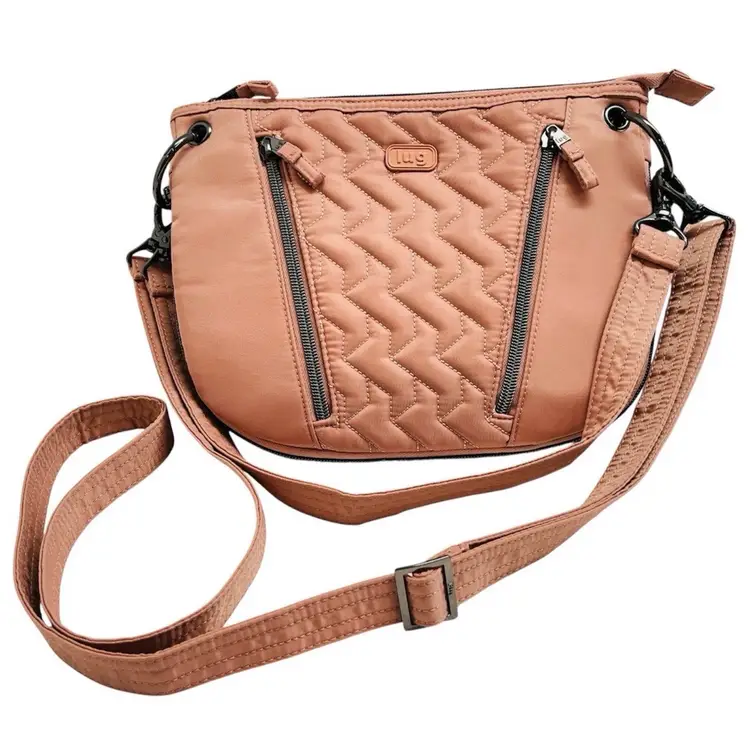 LUG Crossbody Bag Swivel Purse Dusty-Pink Quilted Travel Vegan Friendly RFID-Blocking