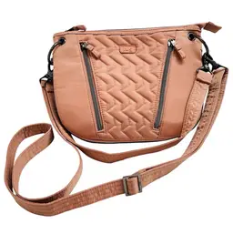 LUG Crossbody Bag Swivel Purse Dusty-Pink Quilted Travel Vegan Friendly RFID-Blocking
