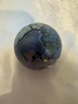 Signed Miniature ? Eickholt Iridescent Paperweight