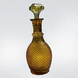 104 - Vintage Empoli Diamond Cut Glass Decanter