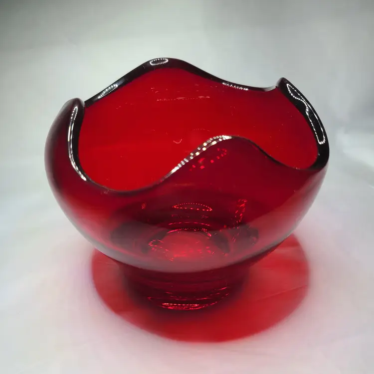 Vintage MCM Viking Epic Ruby Red Rose Bowl