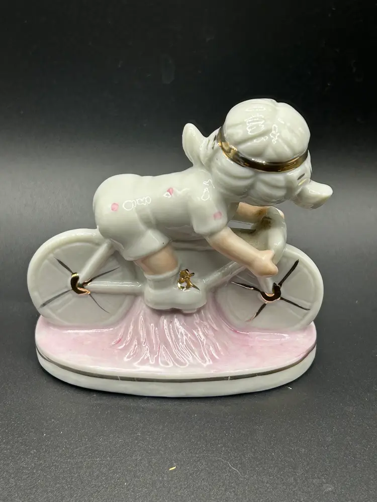 Vintage Porcelain Cycling Figure On Bike Figurine. Korea