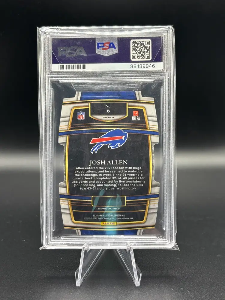 2021 Panini Select Josh Allen Die Cut Zebra Prizm PSA 10