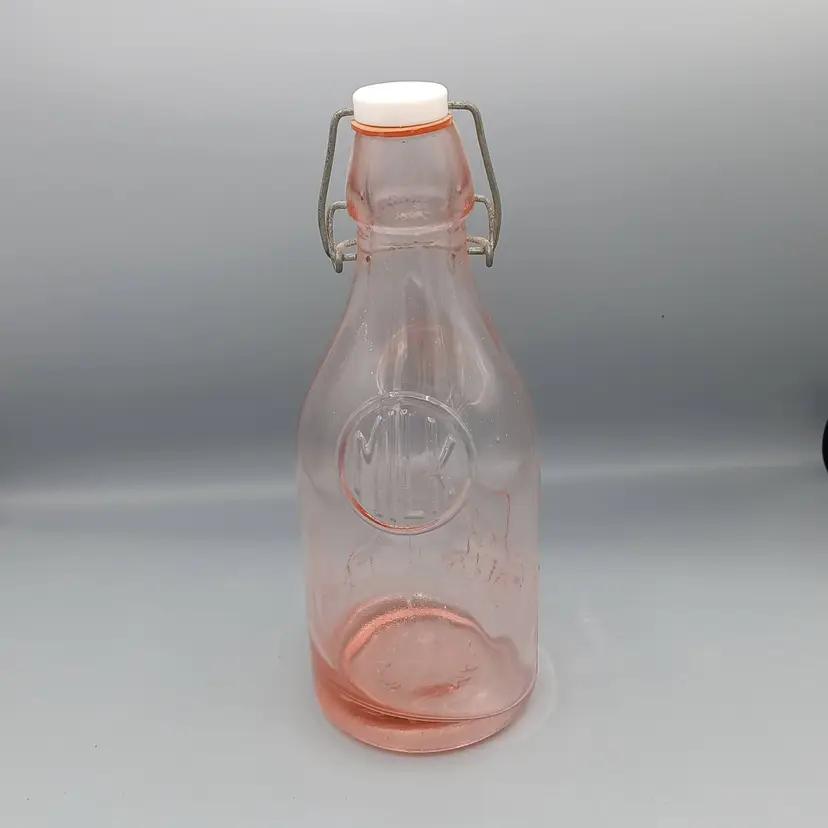 #014 Vintage Italian Pink Depression Glass Milk Jug/Bottle