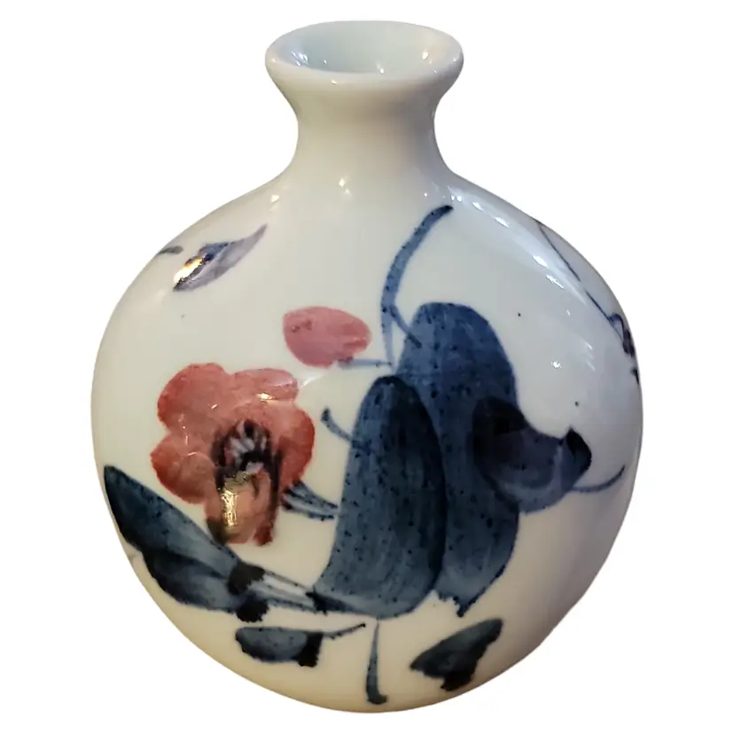 Vintage Hand-Painted Floral Porcelain Bud Vase