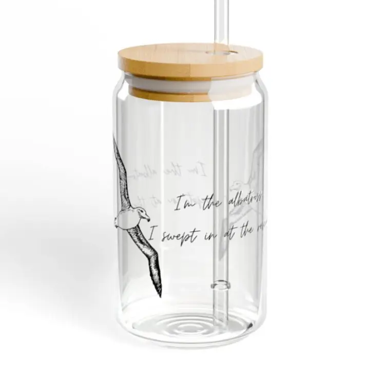Tortured Poets Department 16oz Glass Sipper Cup, With Lid & Straw