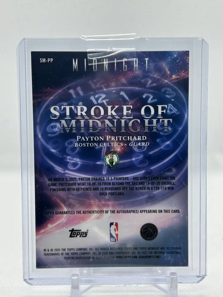 Payton Pritchard 2025 Topps Midnight Stroke Of Midnight Auto Winter Solstice /35 Boston Celtics