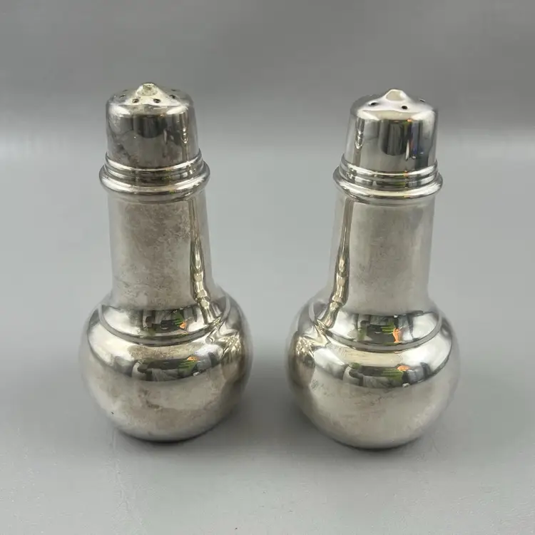 Vintage International Silver 4.25" Salt & Pepper Shakers Silver Plated Mid-Century Modern