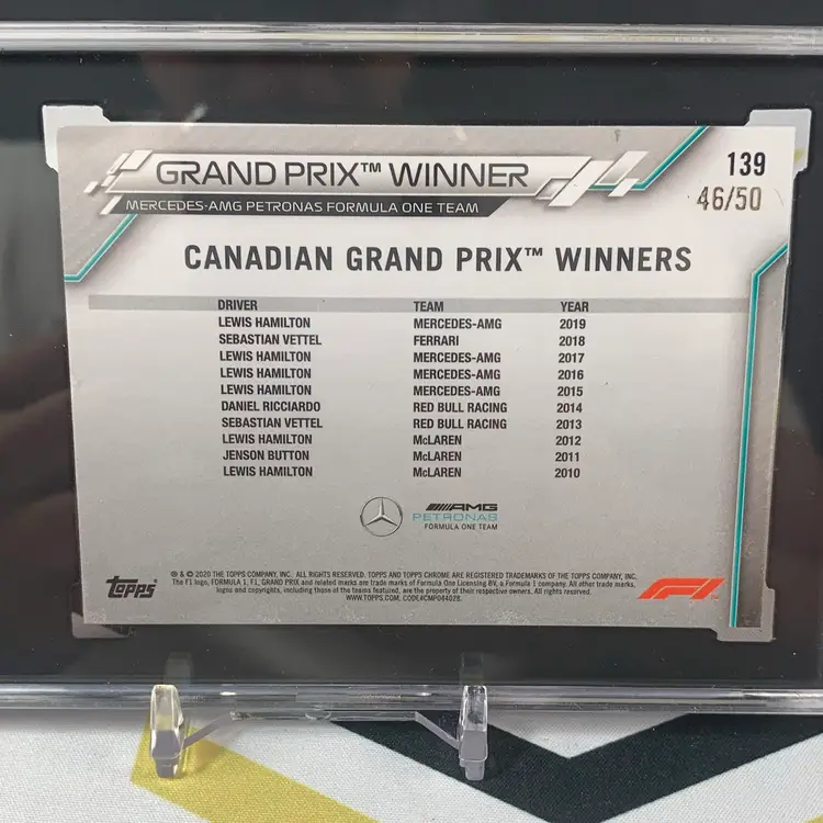 2020 Topps Chrome Lewis Hamilton #139 Gold Wave SGC 8.5