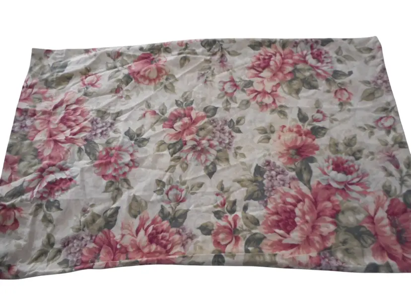 Vintage Dan River beige green dark pink Floral Standard Pillowcase
