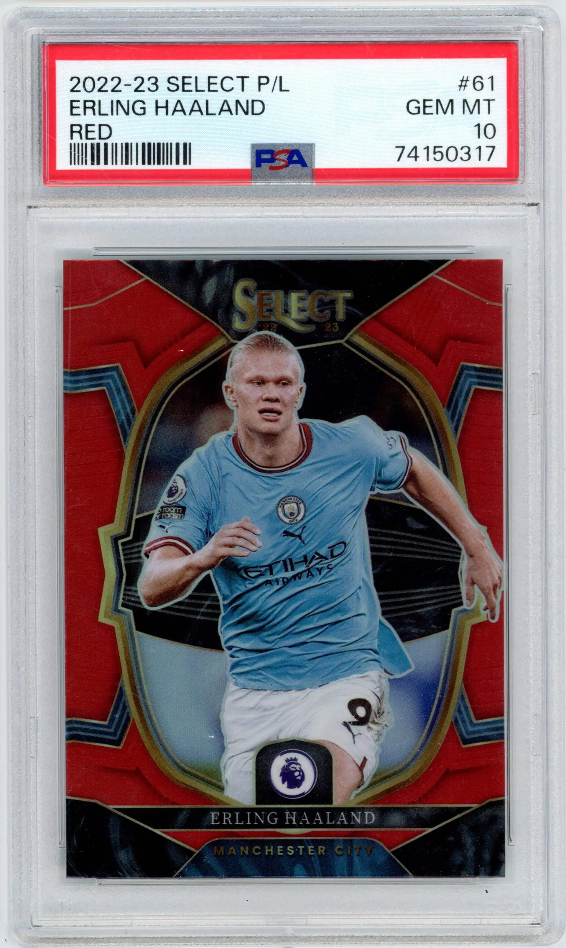 2022-23 Select P/L ERLING HAALAND #61 Red Prizm MANCHESTER CITY PSA 10 GEM MT