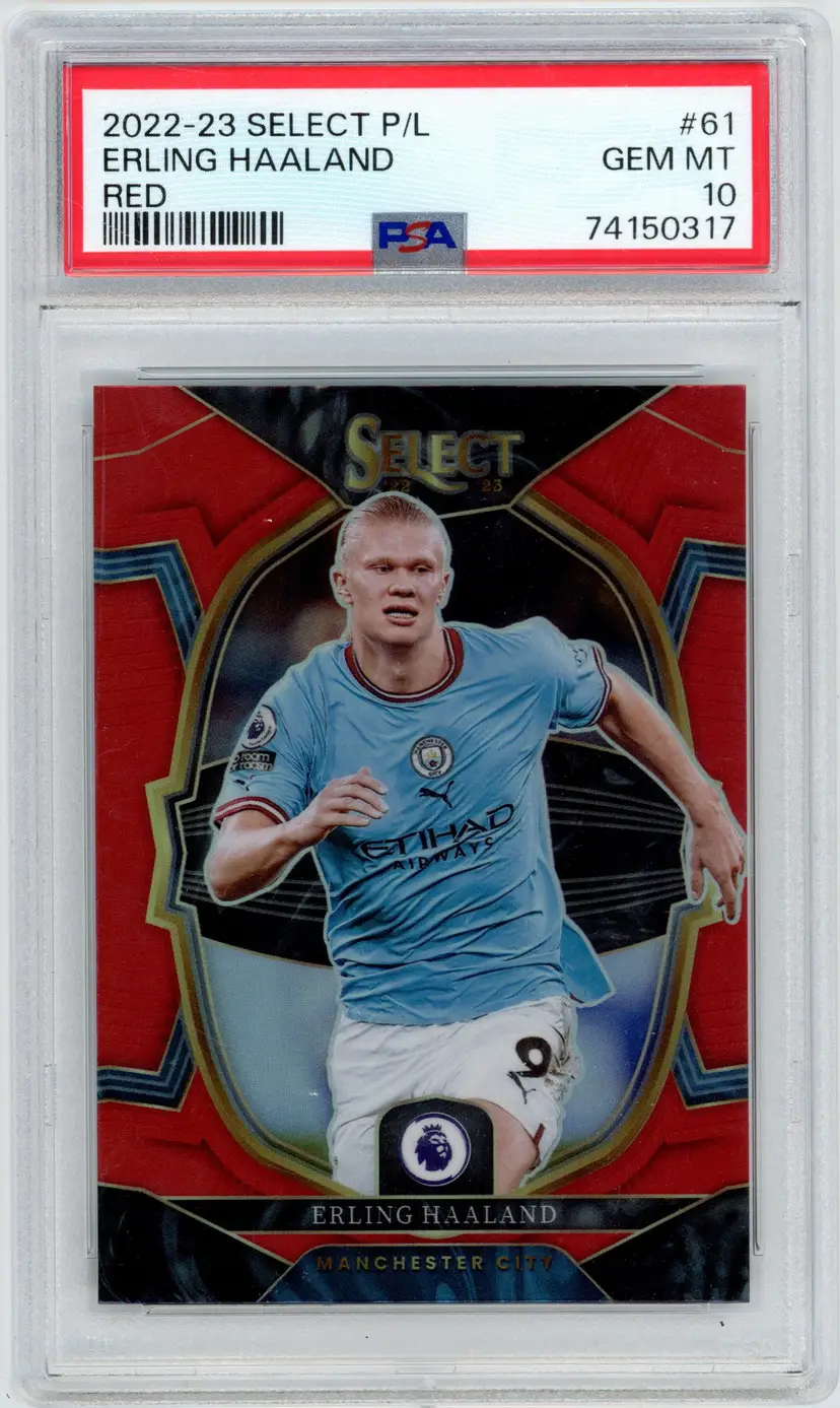 2022-23 Select P/L ERLING HAALAND #61 Red Prizm MANCHESTER CITY PSA 10 GEM MT