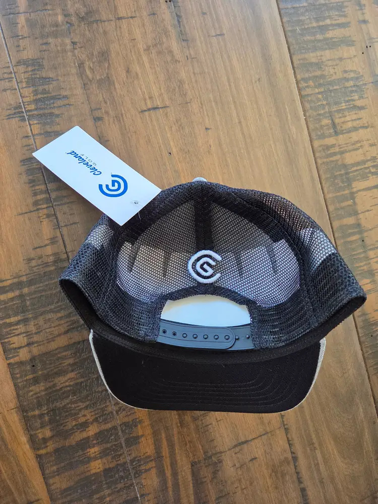 Cleveland Golf Trucker Hat Grey on Black Adjustable Snap Back NWT
