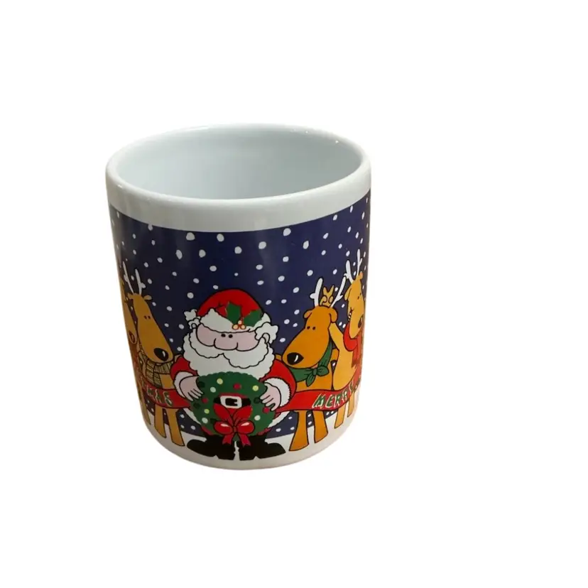 Santa And Reindeer Ceramic Coffee Mug