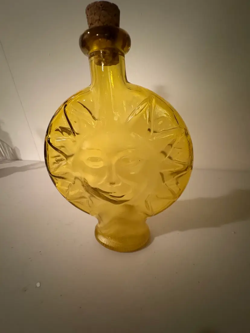 Vintage Mod Dep Yellow Sun Face  Bottle
