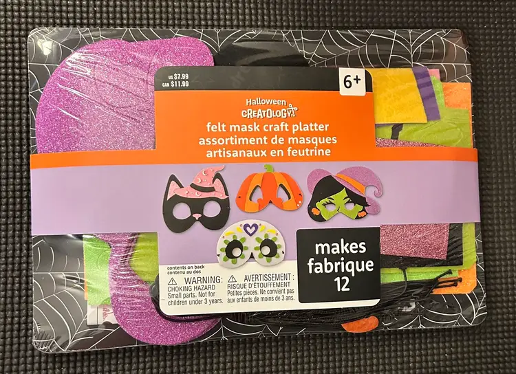 Creatology Halloween Felt Mask Craft Platter NWT