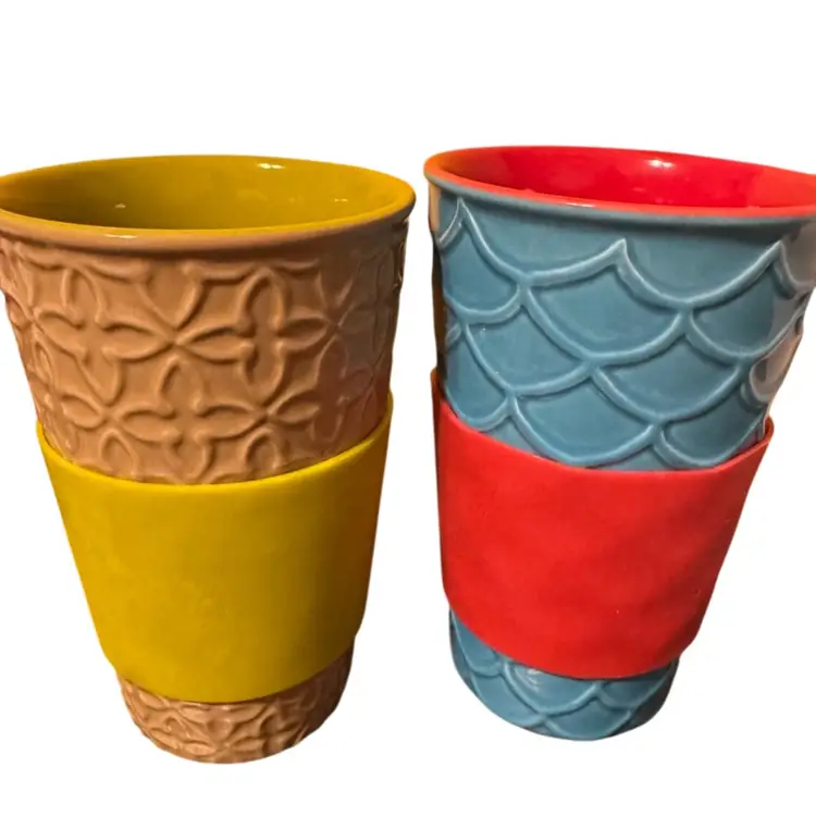 SCM Stoneware Design Glazed Tumbler/Cup Set of 2