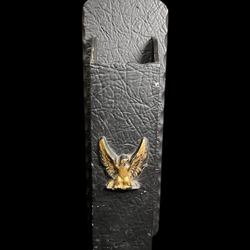 Cast Iron Fireplace Hearth Stick Match Holder w/ Eagle Emblem-Wall Mount-Lot 56