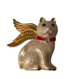 Angel Enameled Cat Brooch