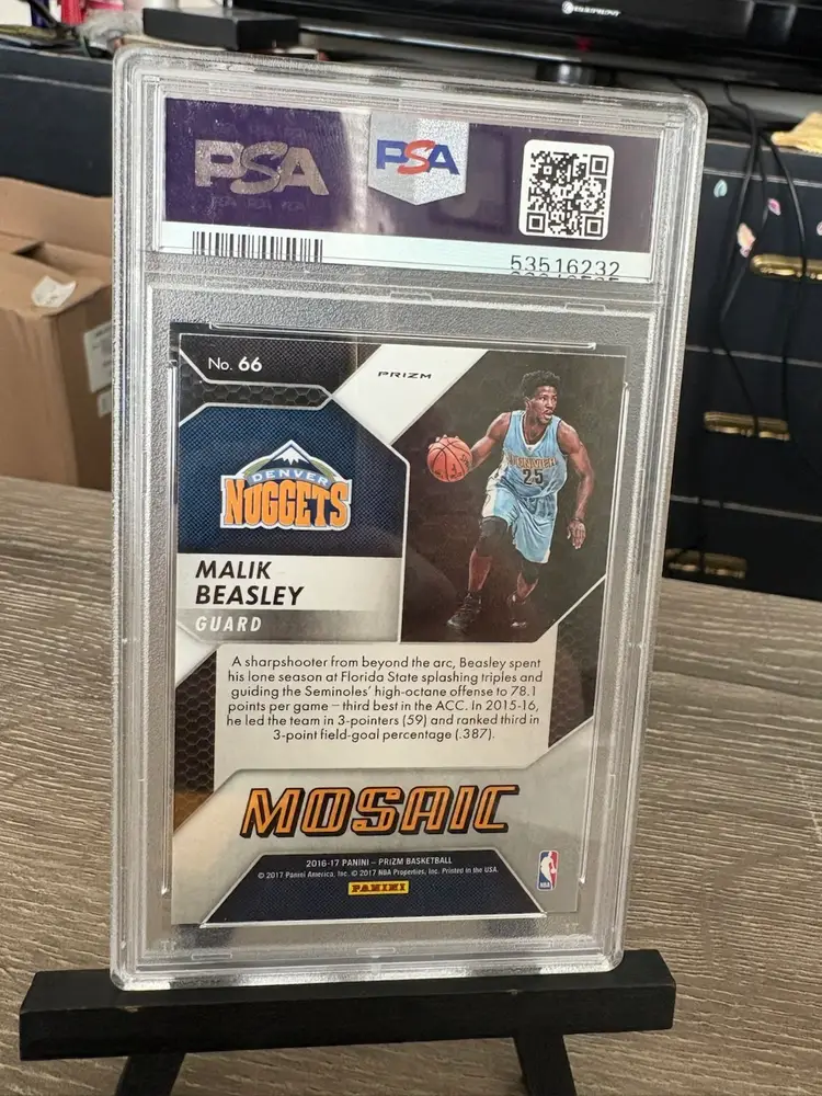 Malik Beasley 2016-17 Panini Prizm Mosaic Silver RC Rookie PSA 9 NBA Basketball Card Denver Nuggets (A2)