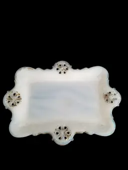 104 Antique Milk Glass Victorian Vanity Dresser Trinket Tray