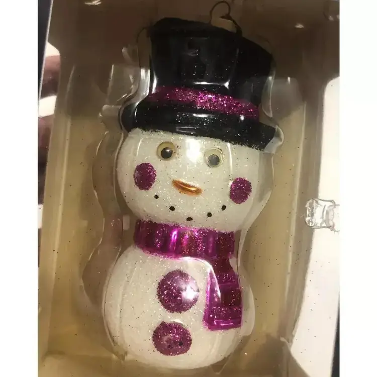 Celebrations Christopher Radko Glitter Snowman Purple Scarf Christmas Ornament New