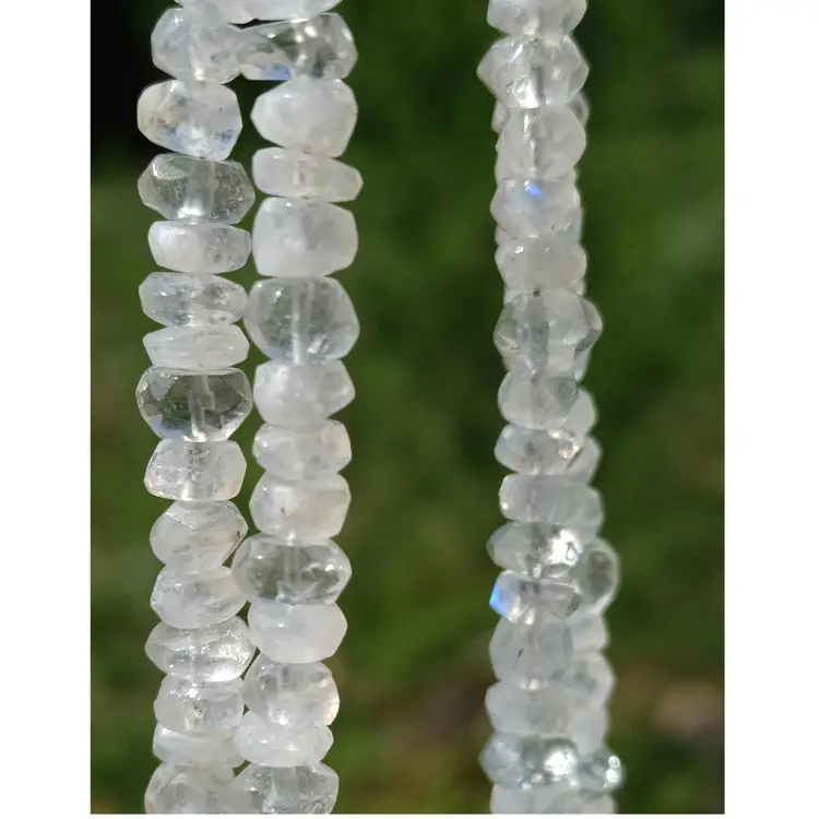 Vintage Moonstone Beaded Necklace w/Sterling Clasp