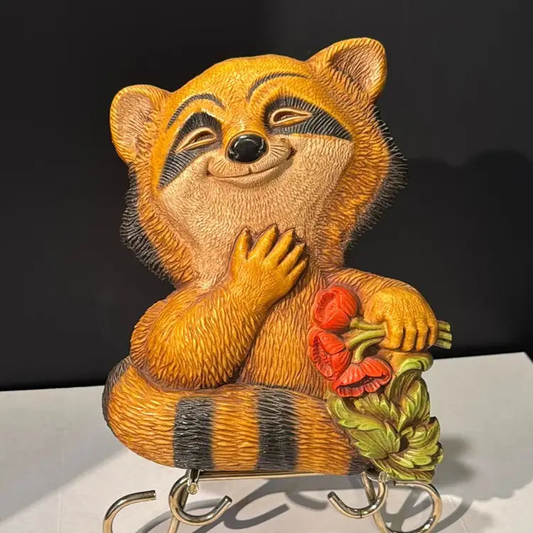 Vintage Homco Raccoon Wall Hanging