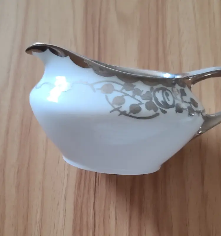 Vintage Czechoslovakian Creamer and Sugar Bowl With Lid