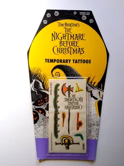 Nightmare Before Christmas Temporary Tattoos Skull Axe Halloween Tombstone Card