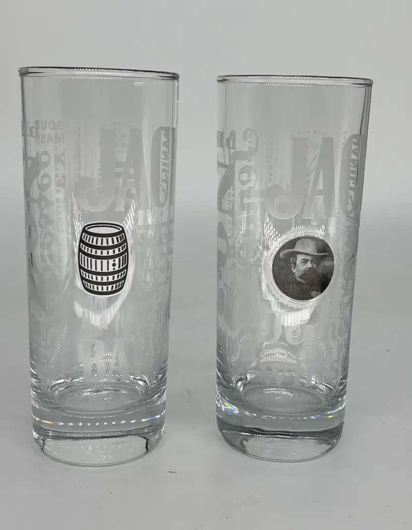 Set Of Two Jack Daniels High Ball Glasses Barrel And Jack Daniels