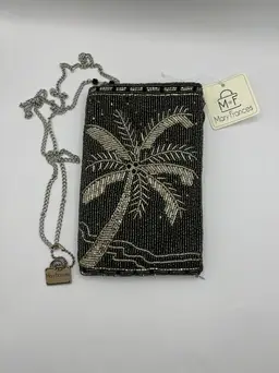 Mary Frances "Tropical Breeze" Black Silver Crossbody Handbag