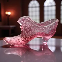 Fenton Dusty Rose Glass Cat Head Slipper Daisy & Button Pattern Vintage Art Glass Shoe Figurine 6”x1 1/2”x3”