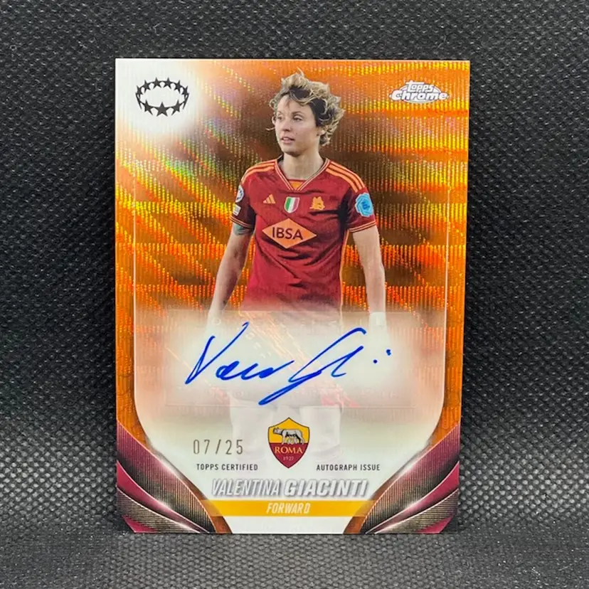 Valentina Giacinti 2023/24 Topps Chrome UEFA Orange /25 Autograph Women Roma Soccer Card