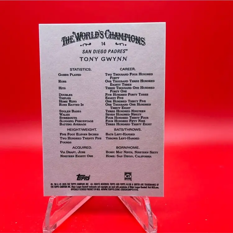 Tony Gwynn 2025 Topps Allen & Ginter Foil Filagree San Diego Padres